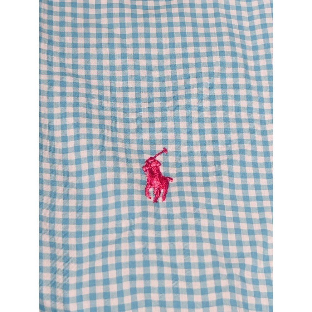 Ralph Lauren Shirt Mens 2XLT Teal Blue Check Long Sleeve Button Down Pink Pony - Picture 6 of 9